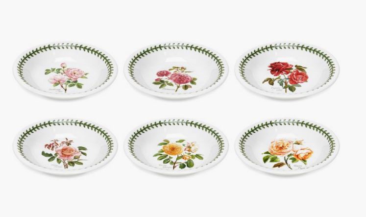 Portmeirion Botanic Roses 7" Set of 6 Bowls - - No Guarantee of Flower Deisgn